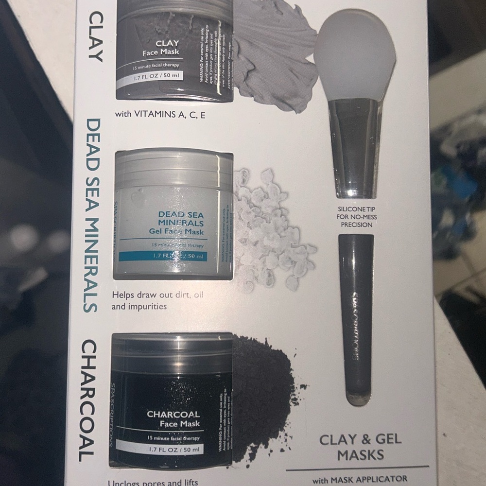 SPAScriptions Clay & Gel Face Mask Set with Applicator (3 Pack)